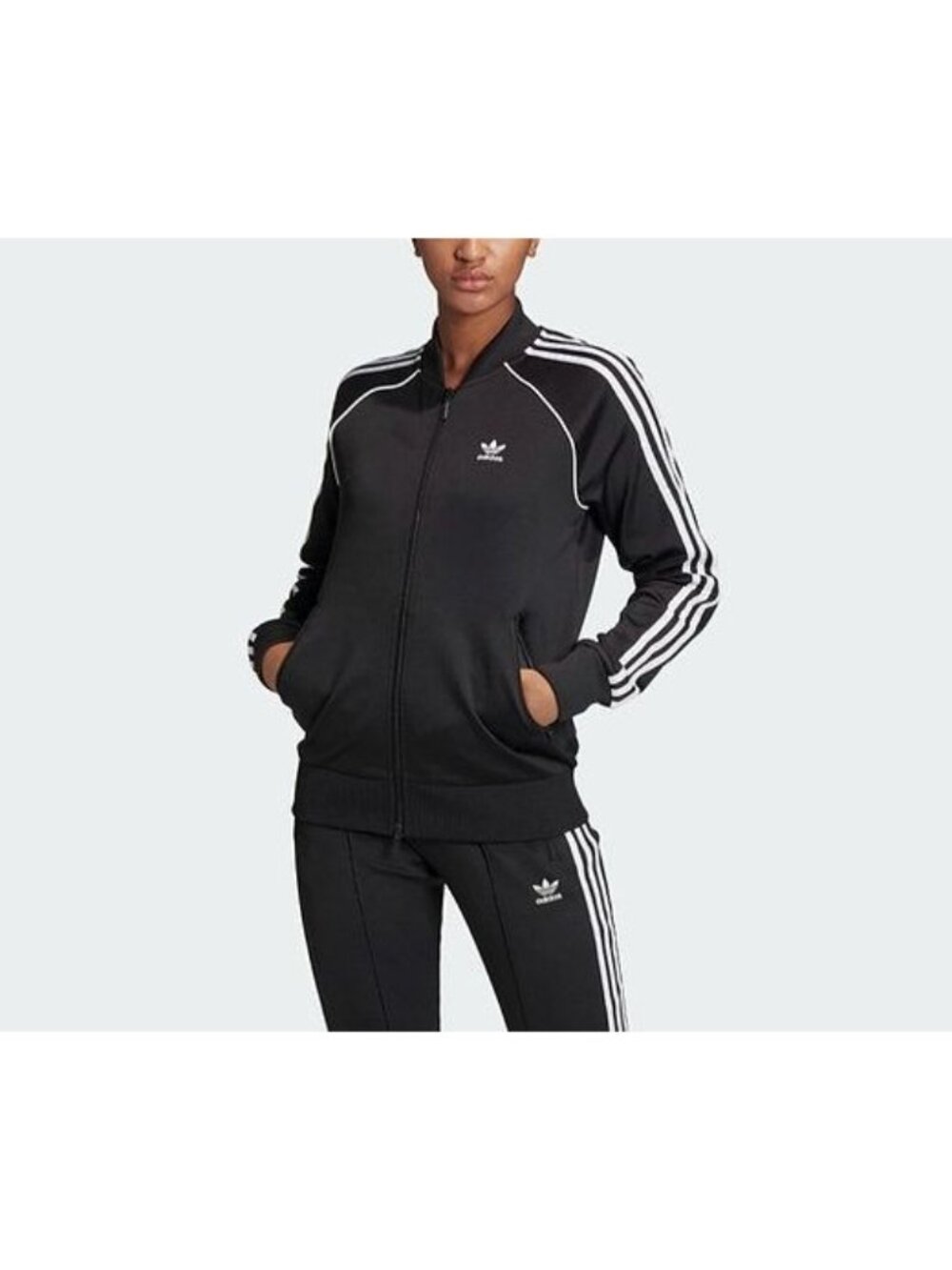 Adidas Track Top Jacket Kids Primeblue Full Zip Closure Size 9 10 Y Black White